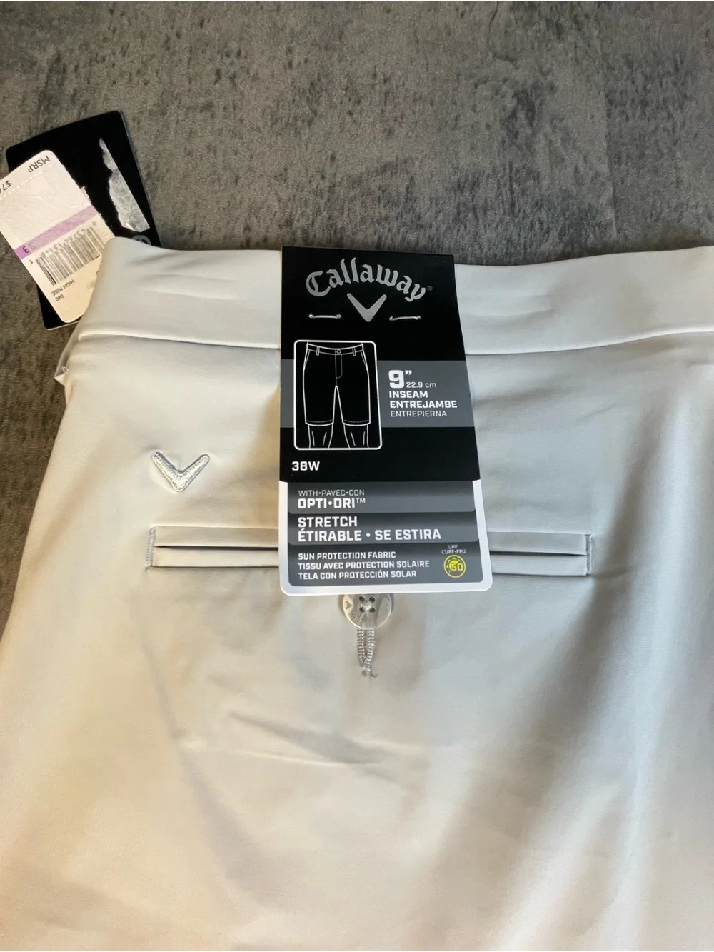 Callaway Light Gray Performance Golf Shorts 38 Men's optidry